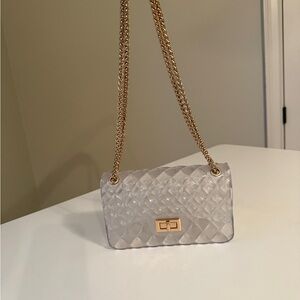 Transparent Quilted Chain Shoulder Bag